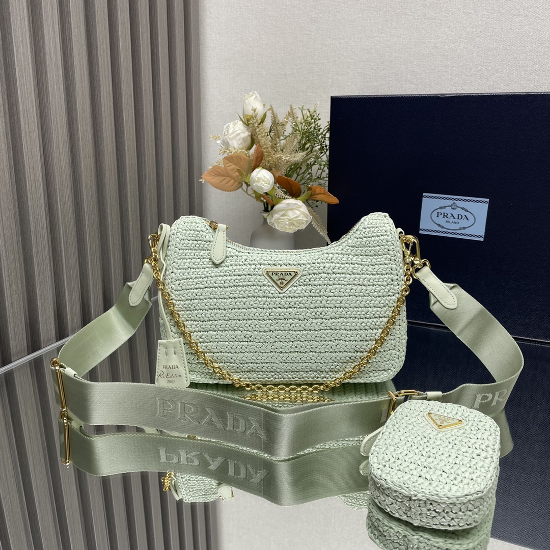 Prada Re Edition 2005 Crochet Shoulder Bag White 1BH204